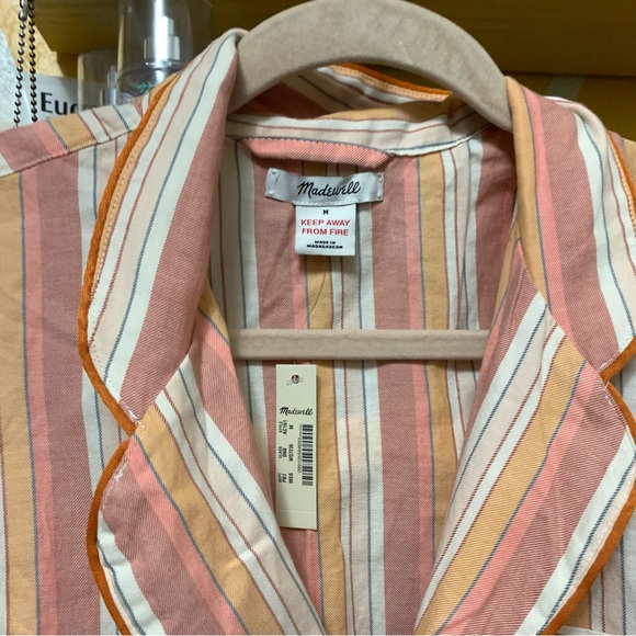 NWT Madewell Bedtime Pajama Top in Rainbow Stripe Size Medium - Picture 3 of 6